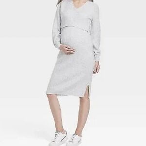 Gray Knit Wrap Dress Maternity